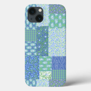Padrão de Remendo Falso Floral Boho Azul Periwinkl