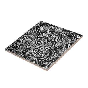 Padrão de rendas de Vignette Preto e Branco