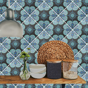 Padrão de repetição de Azulejo, azul e verde, cerâ