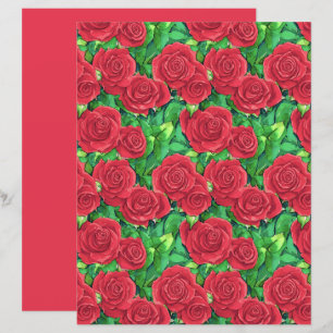 Padrão de Rosa de Cor de Água Vermelha / Crimson