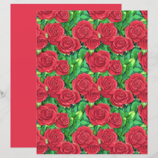 Padrão de Rosa de Cor de Água Vermelha / Crimson