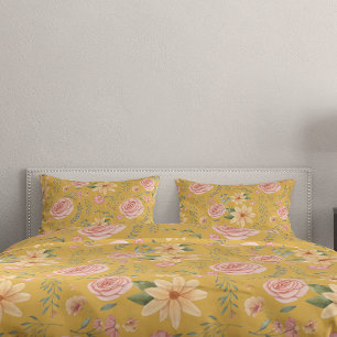 Padrão de Rosa de flor selvagem amarela de custódi
