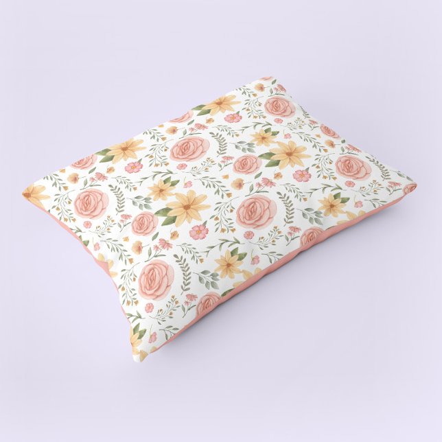 Padrão de Rosa de flor selvagem do legante rosa (Pink Elegant Vintage Wildflower Rose Pattern Pillow Case)