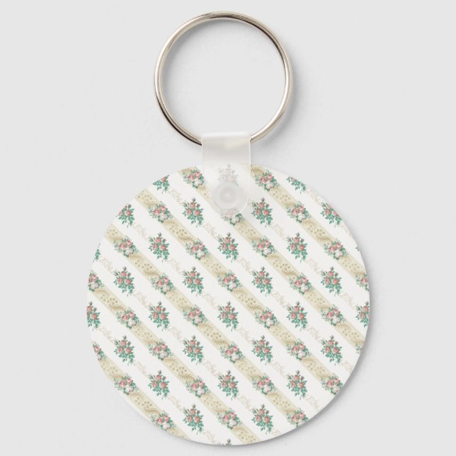 Padrão de Rosa de Vintage - Chaveiro (Frente)