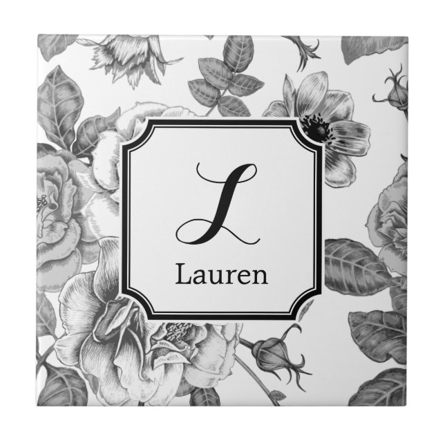 Padrão de Rosa Preta e Branca (Frente)