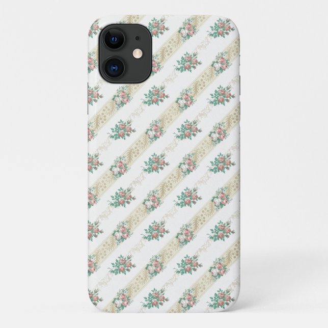 Padrão de Rosa Vintage - Capinha para iPhone 11 (Verso)