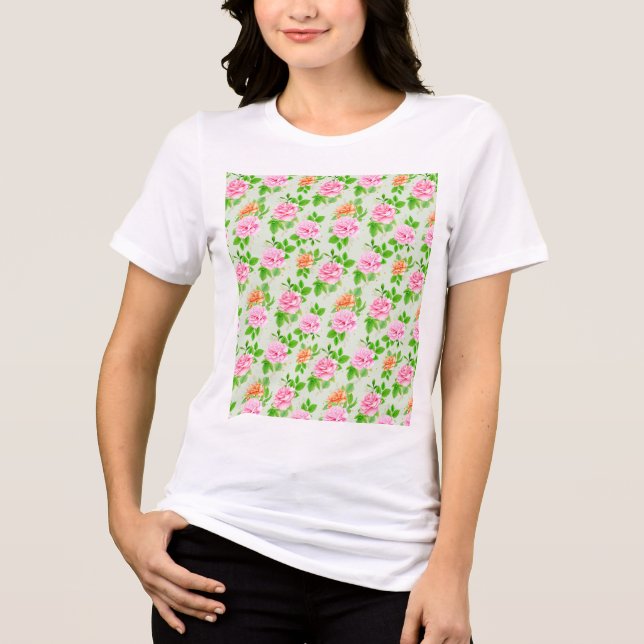 Padrão de Rosas Cor-de-Rosa Floral (Frente)