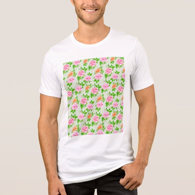 Padrão de Rosas Cor-de-Rosa Floral-23670 (Frente)