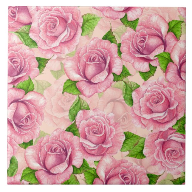 Padrão de rosas de aquarela rosa (Frente)