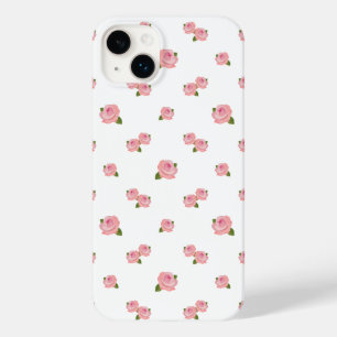 Padrão de Rosas Rosa em Branco