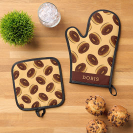 Padrão de rosquinhas castanho-chocolate