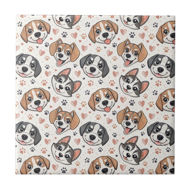 Padrão de Rosto de Cachorrinho Fofo Design para Cr (Frente)