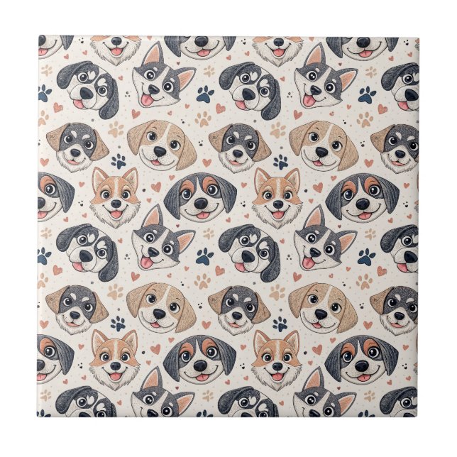 Padrão de Rosto de Cachorrinho Fofo Design para Cr (Frente)