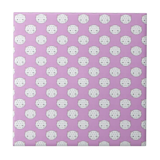 Padrão de Rosto de Gatinho Lavanda e Branco Pontos (Frente)