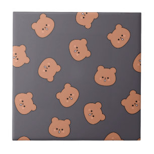 Padrão de Rosto de Urso de Pelúcia Marrom Fofo Azu