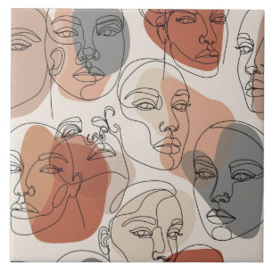 Padrão de Rosto Feminino Abstrato