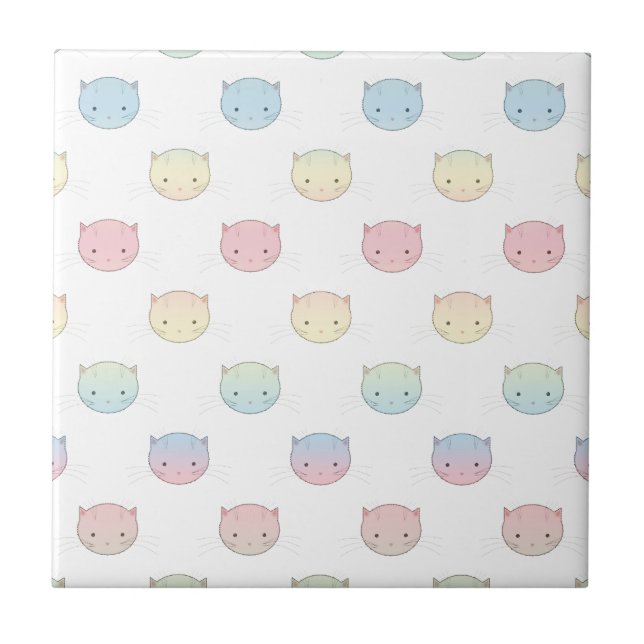 Padrão de Rostos de Gatinho Pastel Fofo (Frente)