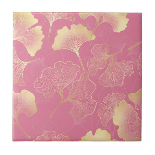 Padrão de Rubor de Folha de Ginkgo Dourado Art Nou