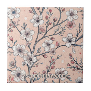 Padrão de Sakura Flor de Cerejeira Rosa em Rosa