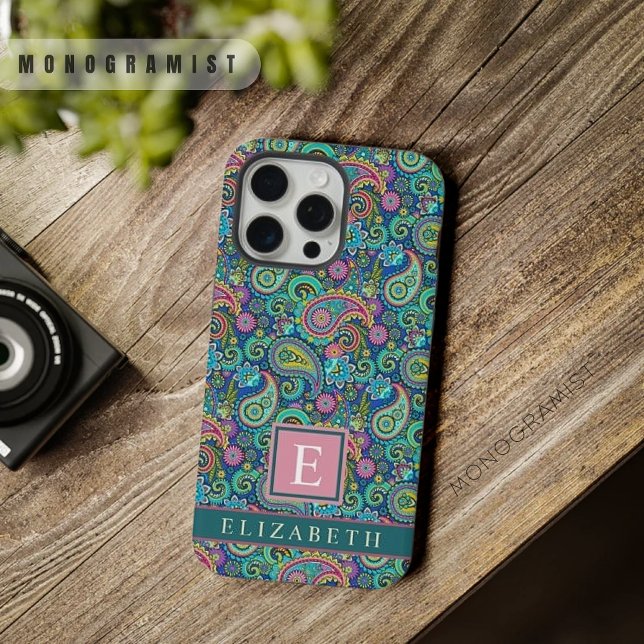 Padrão de salto azul-escuro claro personalizável (Customizable Light Green Dark Blue Paisley Pattern iPhone Case)