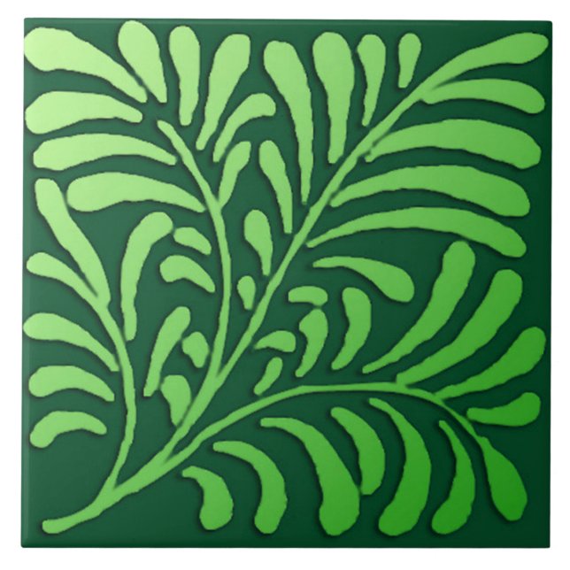 padrão de samambaia Art Deco - tons de verde (Frente)