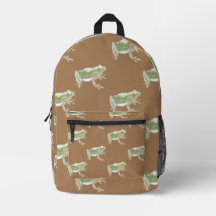 Padrão de Sapo de Aquarela Verde de Sage Castanho