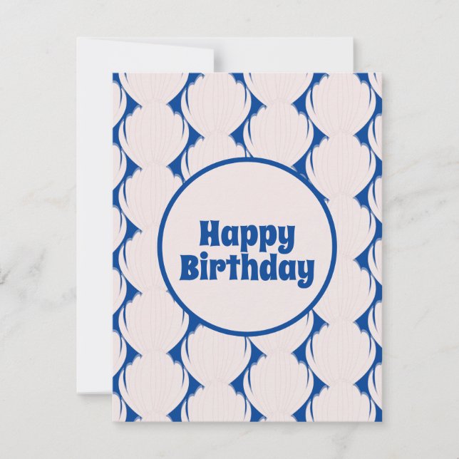 Padrão de Seashell Azul Cor-de-rosa Aniversário (Frente)