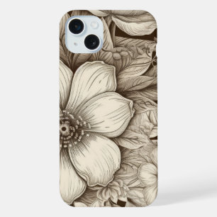Padrão de Sepia Floral Vintage (4)