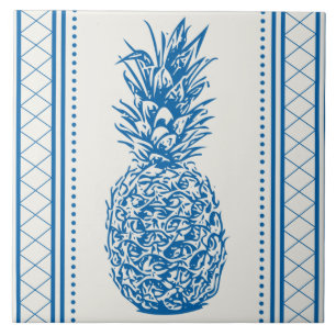 Padrão de silhueta de abacaxi azul e branco