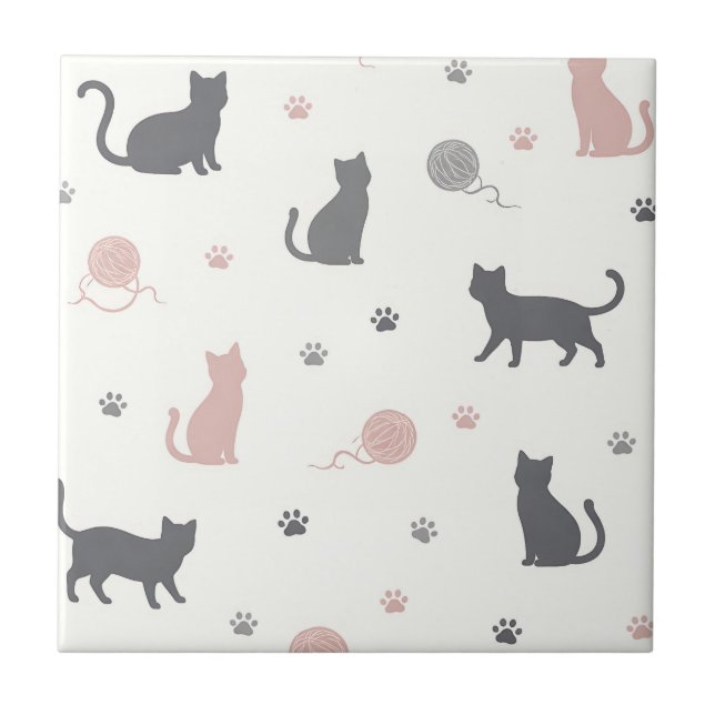 Padrão de Silhueta de Gato e Fio Caprichoso (Frente)