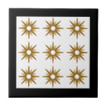Padrão de Starburst Dourado moderno | Preto<br><div class="desc">Design moderno com padrão de dintage de estrelas de ouro retroradas em fundo branco, emolduradas a preto. Design simples e limpo moderno. Um design numa coleção de coordenação. Crie seu próprio padrão personalizado carregando uma nova imagem ou use o botão "mensagem" para obter ajuda. Para criar seu próprio design de...</div>