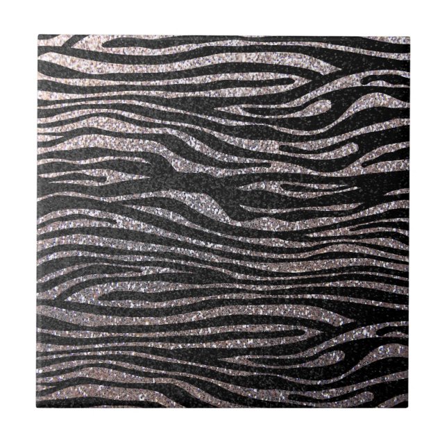 Padrão de stripe de zebra prateada (bling faux gli (Frente)