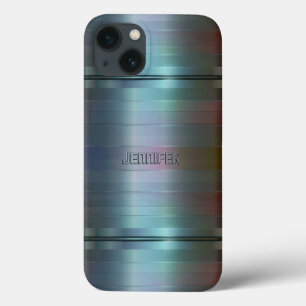 Padrão de Stripes de Cinzas Azuis Metálicas Monogr