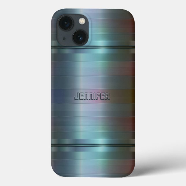 Padrão de Stripes de Cinzas Azuis Metálicas Monogr (Verso)