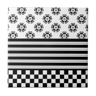 Padrão de Stripes Florais de Verificação de Boho B