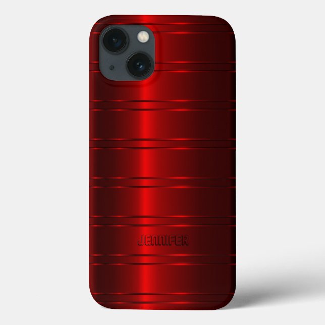 Padrão de Stripes Metálicas Vermelhas Monograma (Verso)