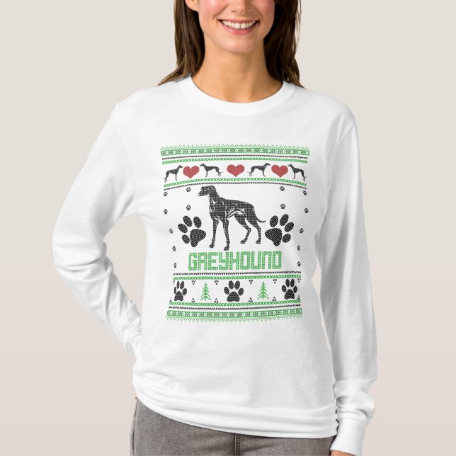 Padrão de suéter de férias feio de Greyhound (Frente)