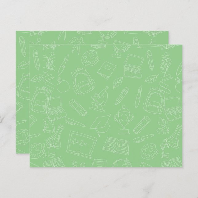 Padrão de Suprimentos Escolares Desenhados à Mão (Frente/Verso)