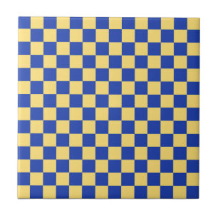 Padrão de tabuleiro xadrez amarelo manteiga e azul