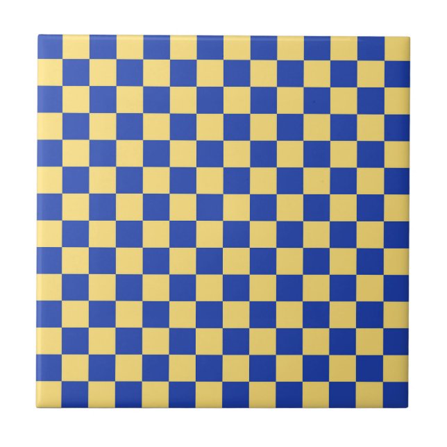 Padrão de tabuleiro xadrez amarelo manteiga e azul (Frente)