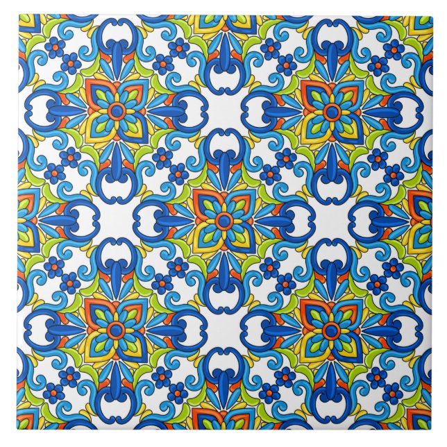 Padrão de Talavera Mexicana com abstrato Blue Tila (Frente)