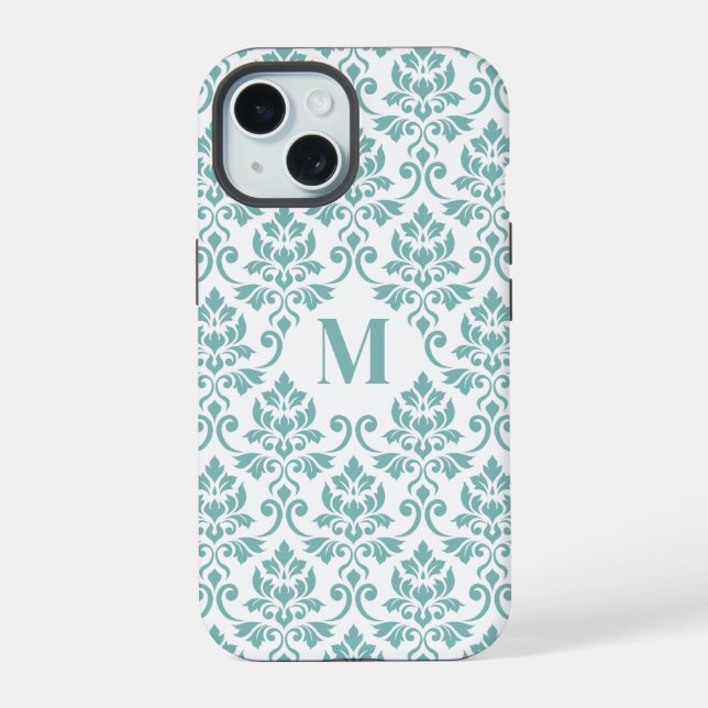 Padrão de Teal Feuille Damask (Personalizado) (Verso)