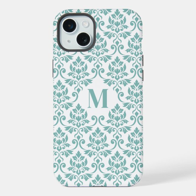 Padrão de Teal Feuille Damask (Personalizado) (Verso)