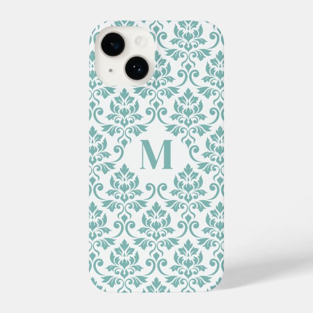 Padrão de Teal Feuille Damask (Personalizado) (Verso)
