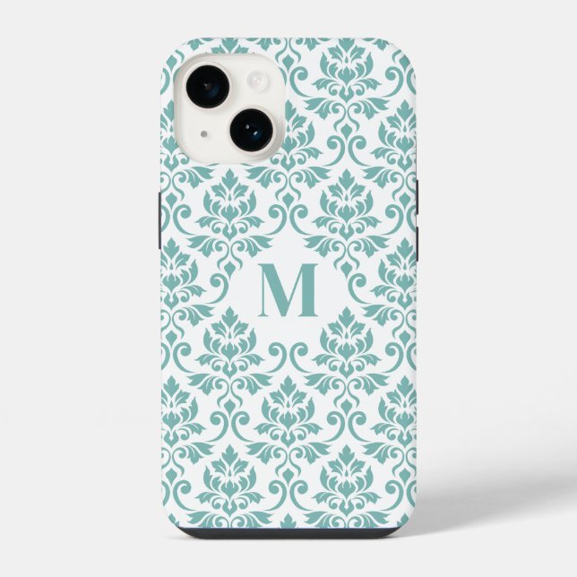 Padrão de Teal Feuille Damask (Personalizado) (Verso)