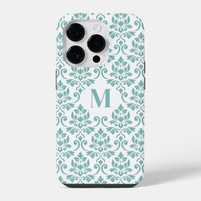Padrão de Teal Feuille Damask (Personalizado) (Verso)