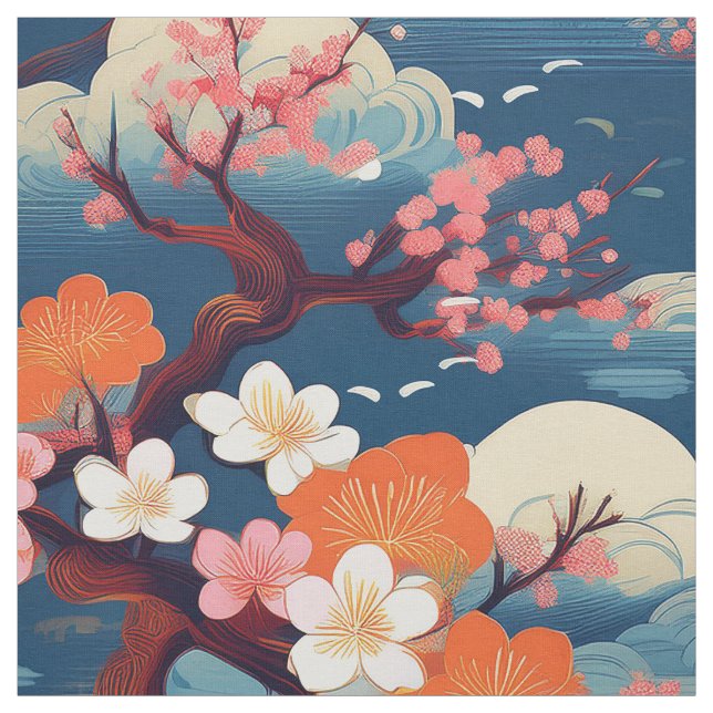 Padrão de tecido do estilo Kimono sakura bonsai (Modelo)