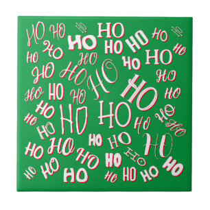 Padrão de texto de Natal HO HO HO branco verde ver