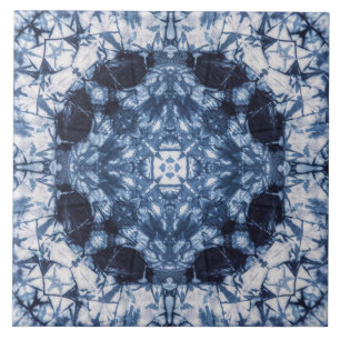 Padrão de Tie-Dye Shibori Kaleidoscópio Índigo