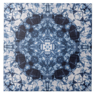 Padrão de Tie-Dye Shibori Kaleidoscópio Índigo